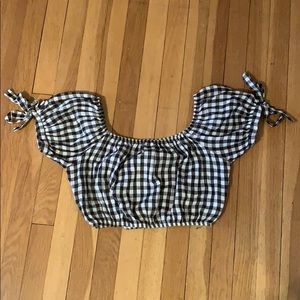 Black and White Checkered Crop Top